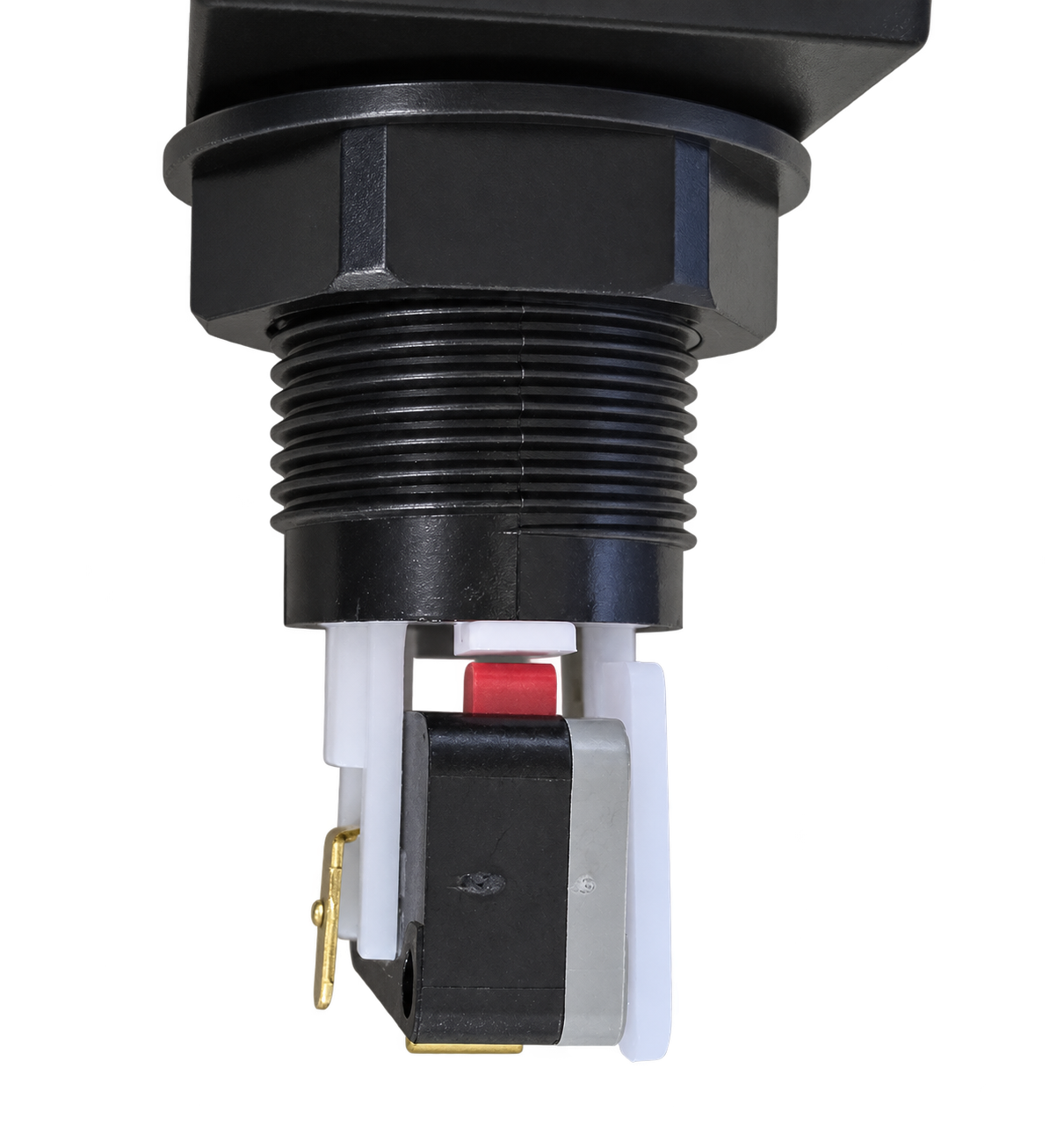 Step 2: rotate the holder to align the white pressing tab with the red switch plunger