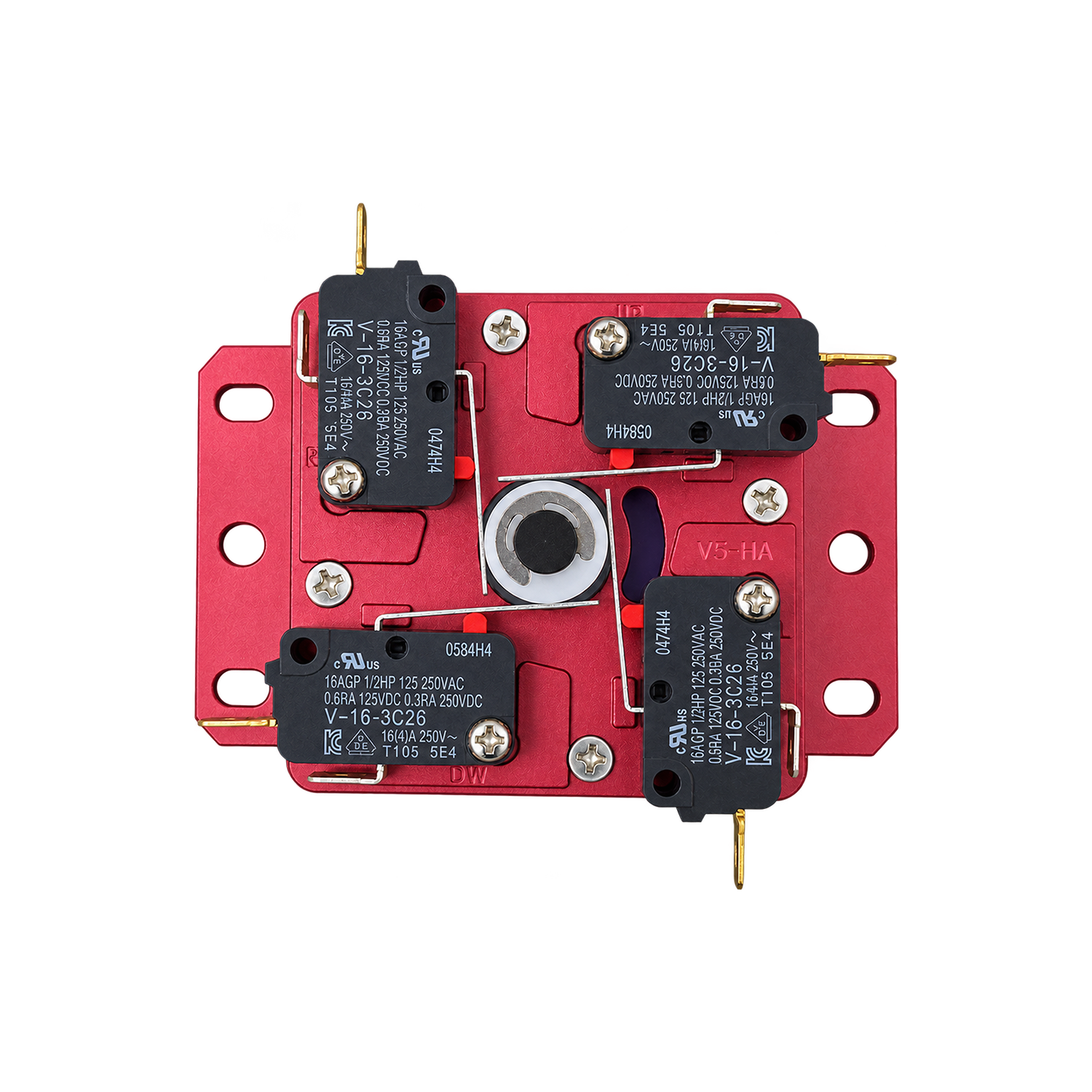 SANJUKS V5-HA underside, microswitch layout and grommet inspection slot