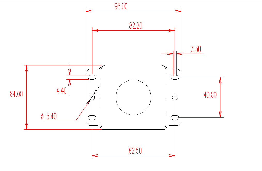 V5-HA mounting plate dimensions and mounting-hole layout