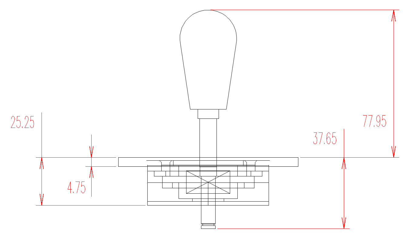 V5-HA assembled side-view dimension drawing