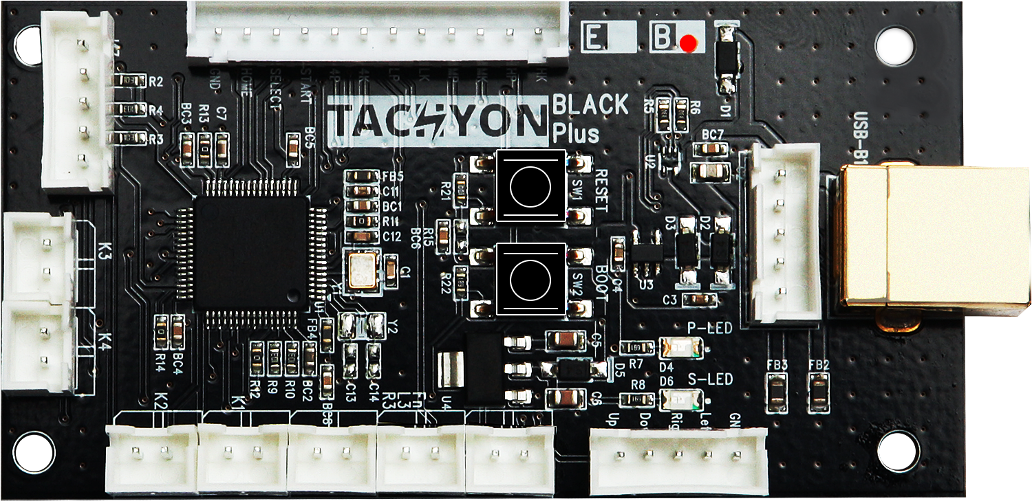TACHYON controller board with joystick, button and USB connectors